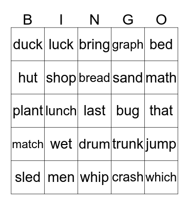 Review unit 2 phonics  Bingo Card