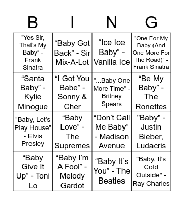 Baby Banko Bingo Card