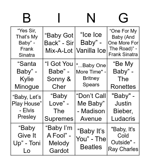 Baby Banko Bingo Card