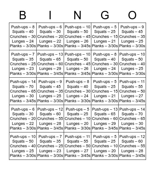 December Challenge Bingo Card