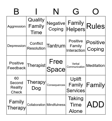 Therapy Bingo  Bingo Card