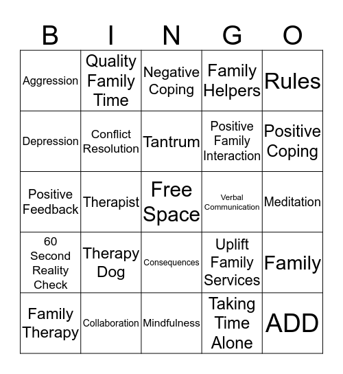 Therapy Bingo  Bingo Card