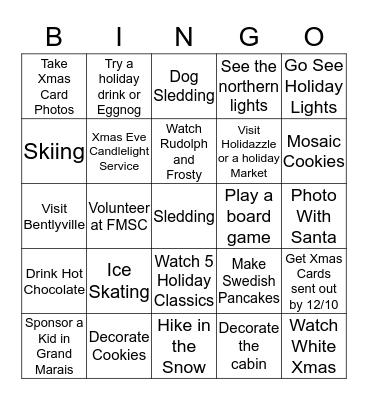 Holiday Bingo Card