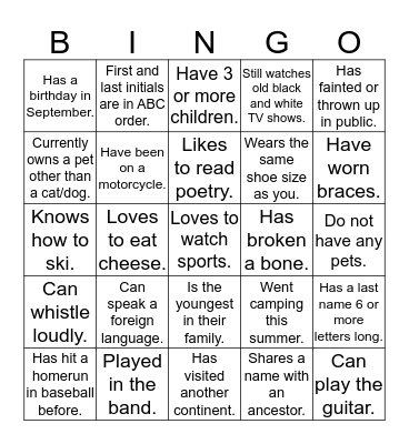 Bingo Card