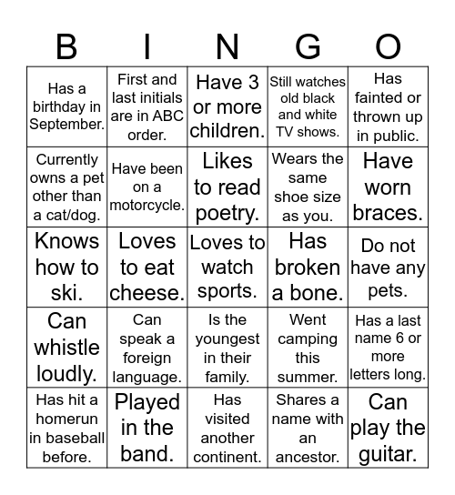 Bingo Card