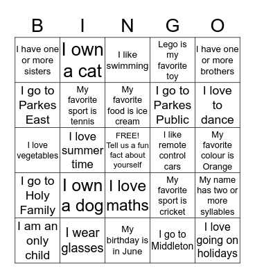 Ice Breaker Bingo  Bingo Card