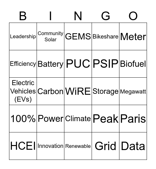 Women in Renewable Energy 2017 BINGO Card