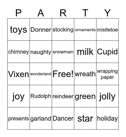 Controller's Christmas Bingo Card