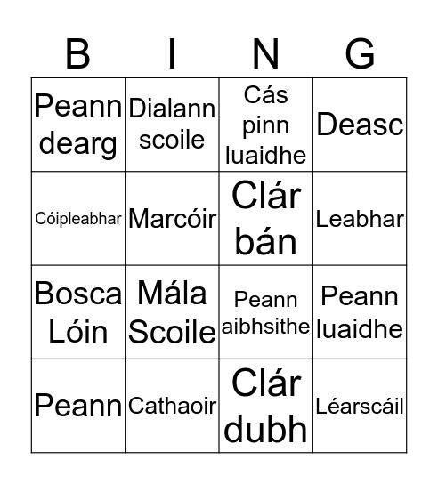 Mo Mhála Scoile  Bingo Card