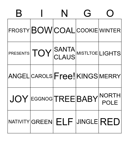 Xmas BINGO Card