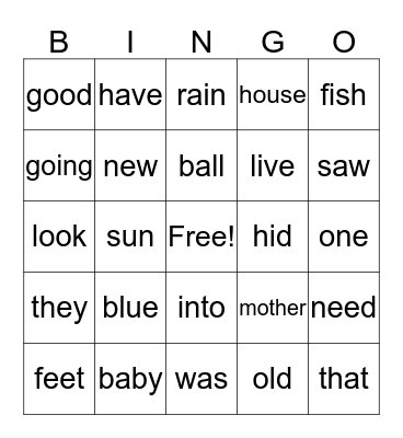 First Grade Bingo #3 Bingo Card