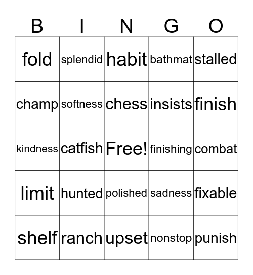 2nd Grade: Unit 5 Bingo Card