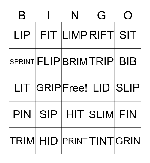 i bingo Card