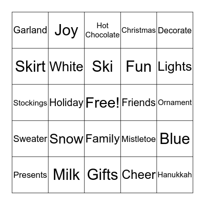 Holiday Bingo Card