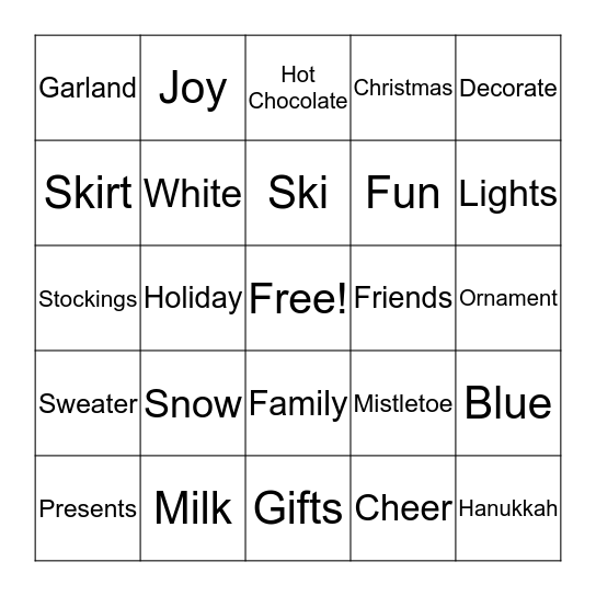 Holiday Bingo Card