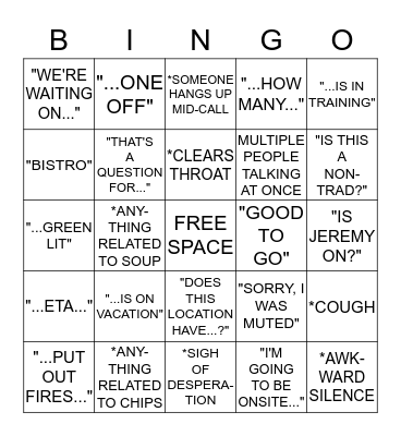 GOB Call BINGO Card