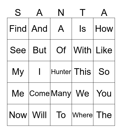 Christmas Bingo Card