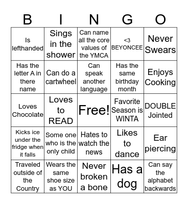 GIRLS GROUP  Bingo Card