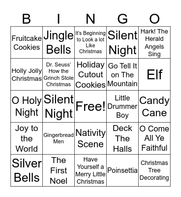 Christmas Bingo  Bingo Card