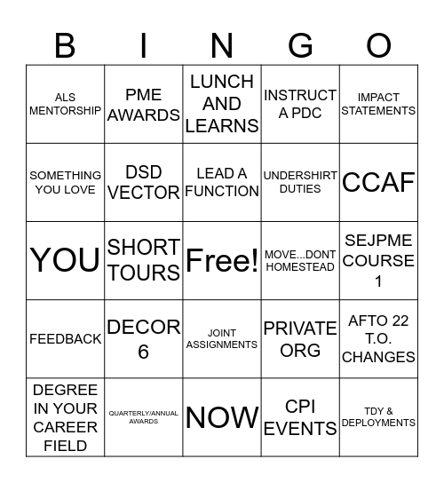 CAREER PROGRESSION Bingo Card
