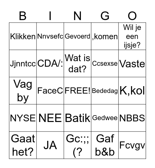 Woordjes 1.1 Bingo Card