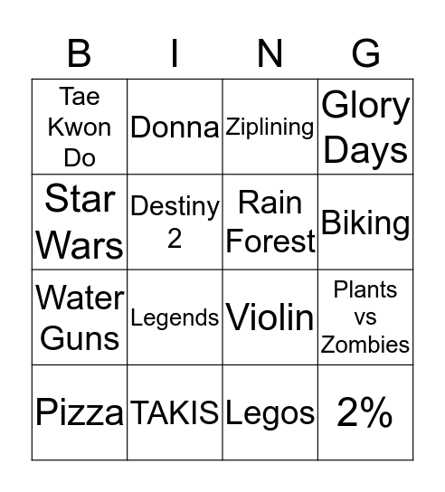 Happy 11th Birthday TJ Bingo Card