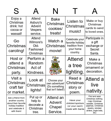 Celebrate the Season in Wilmore! Bingo Card