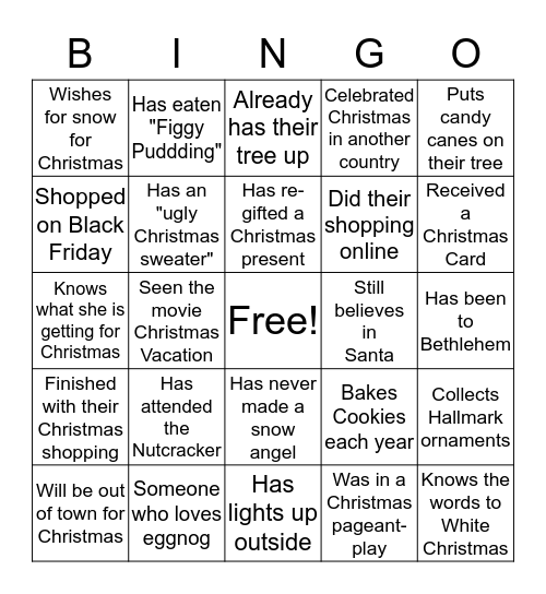 Christmas Bingo Card