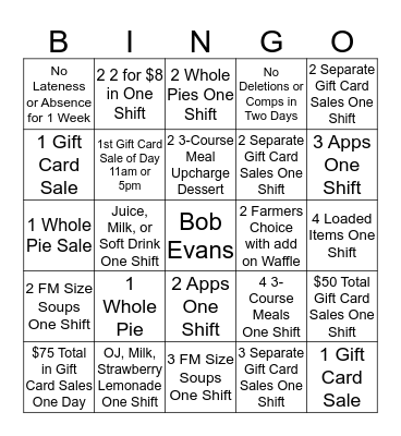Sales Bingo Card