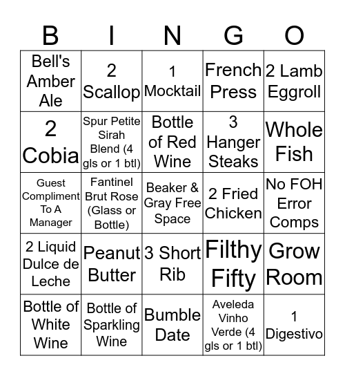 Beaker & Gray December Bingo Card