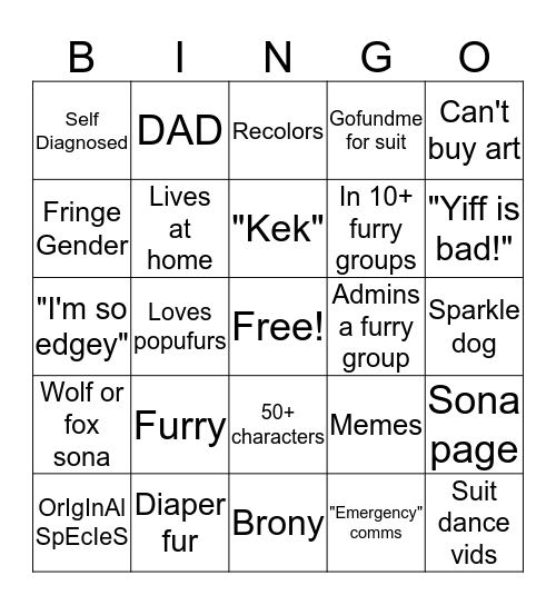 Klace Buns, Are You Garbage Bingo Card