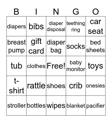 Baby Boy Douglin Shower Bingo Card