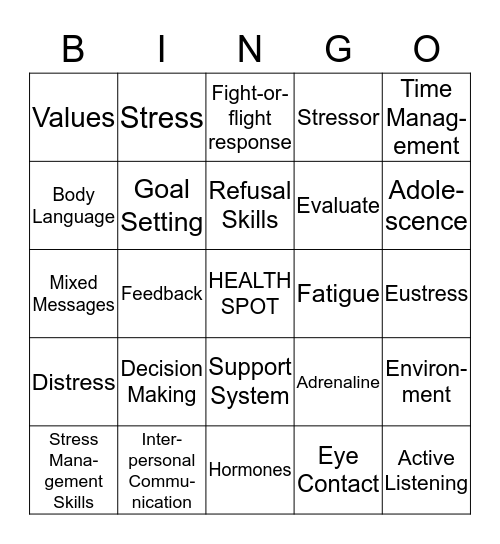 Health BINGO Card