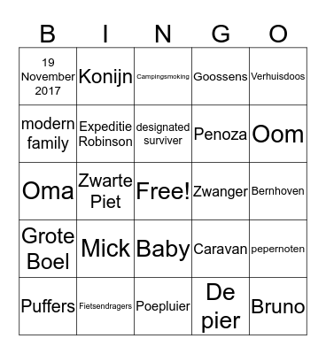 Sinterklaas  Bingo Card