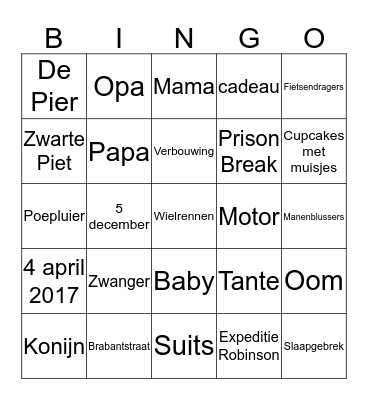 Sinterklaas  Bingo Card