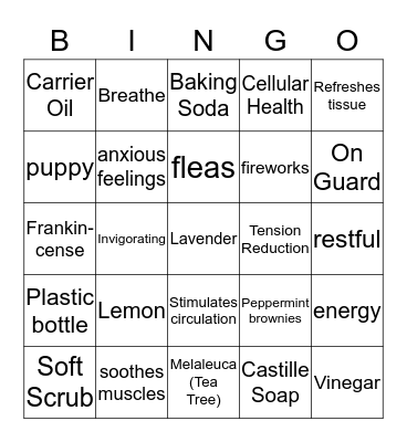 Essential Oils BINGO Card