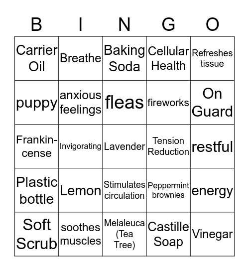 Essential Oils BINGO Card