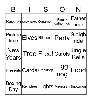 Holicay Bingo Card