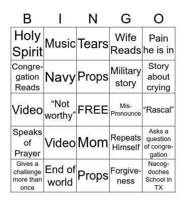 BB BINGO Card