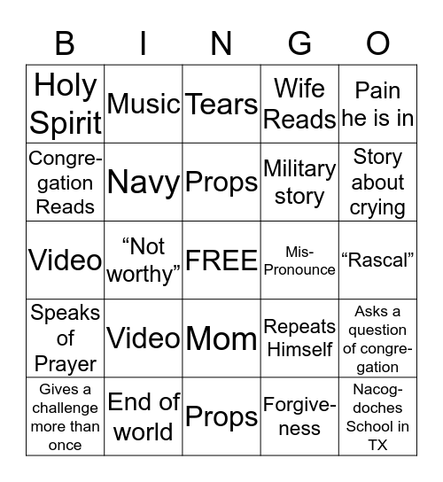 BB BINGO Card