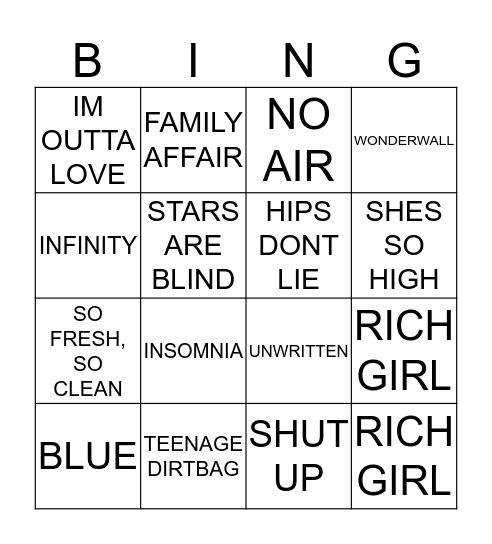 Flock Rock Disco Bingo 2017 Bingo Card