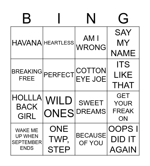 Flock Rock Disco Bingo 2017 Bingo Card