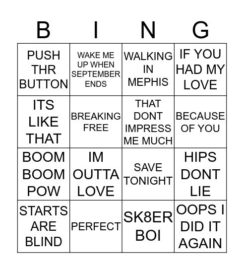 Flock Rock Disco Bingo 2017 Bingo Card