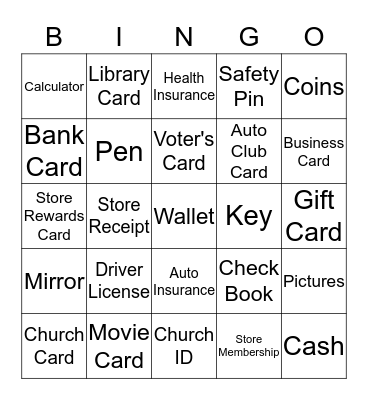 WHAT'S IN YOUR WALLET? Bingo Card