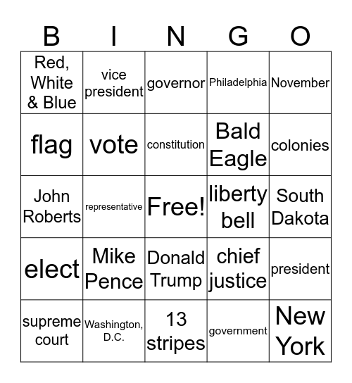 USA Government Bingo Card