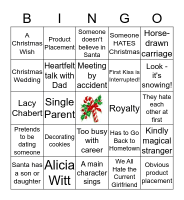 Hallmark Christmas Movie Bingo Card