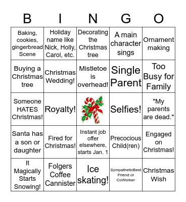 Hallmark Christmas Movie Bingo Card