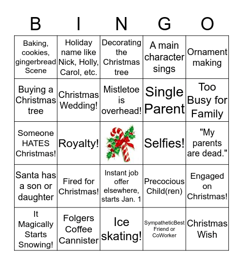 Hallmark Christmas Movie Bingo Card