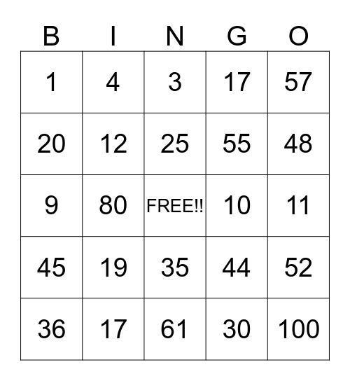 RYLEIGH'S BINGO Card