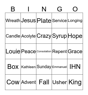 Advent Bingo 2017 Bingo Card